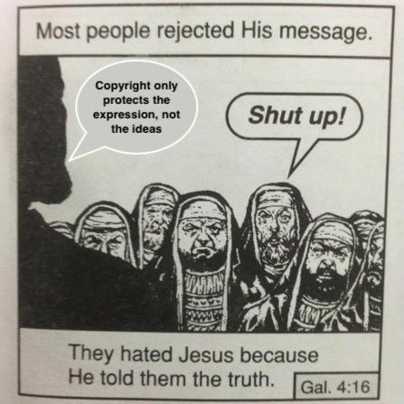 Copyright only protects the expression, not the ideas.