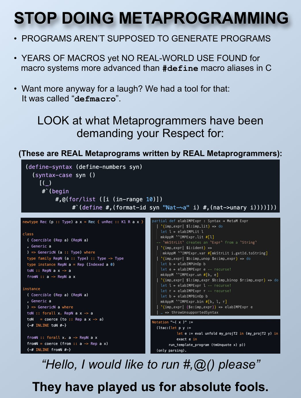 Stop doing metaprogramming